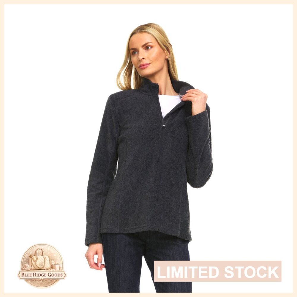 Quarter Zip Pullover Fleece Stand Collar Long Sleeve Polar Soft Lightweight